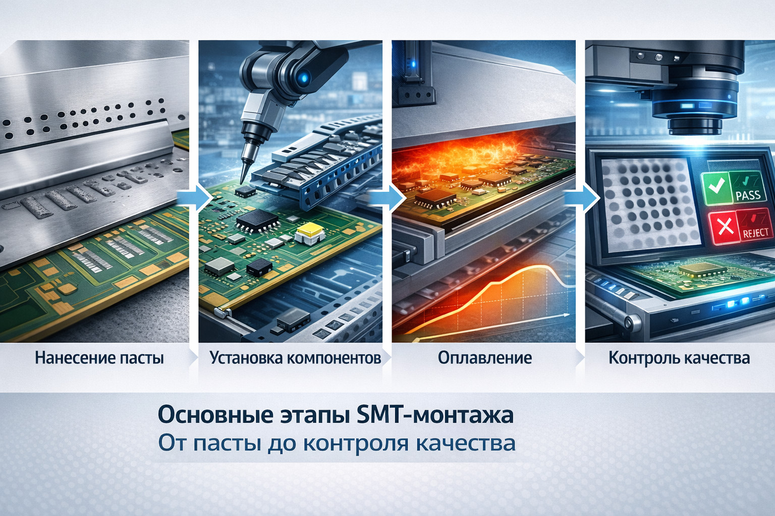 Этапы поверхностного монтажа (SMT)